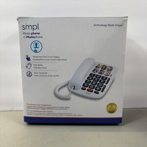 Simpl Photo Phone Big Button Amplified Corded Telephone for Seniors White 56010